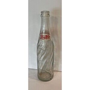 Pepsi, Pepsi Cola Vintage Glass Bottle, Swirl bottle, Red and White Collectible